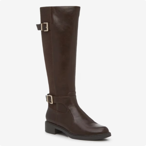 Women's Kelly & Katie Women's Sham Wide Width Wide Calf Knee High Riding Boot - Brunette Wide Women's Kelly & Katie Women's Sham Wide Width Wide Calf Knee High Riding Boot - Brunette Wide